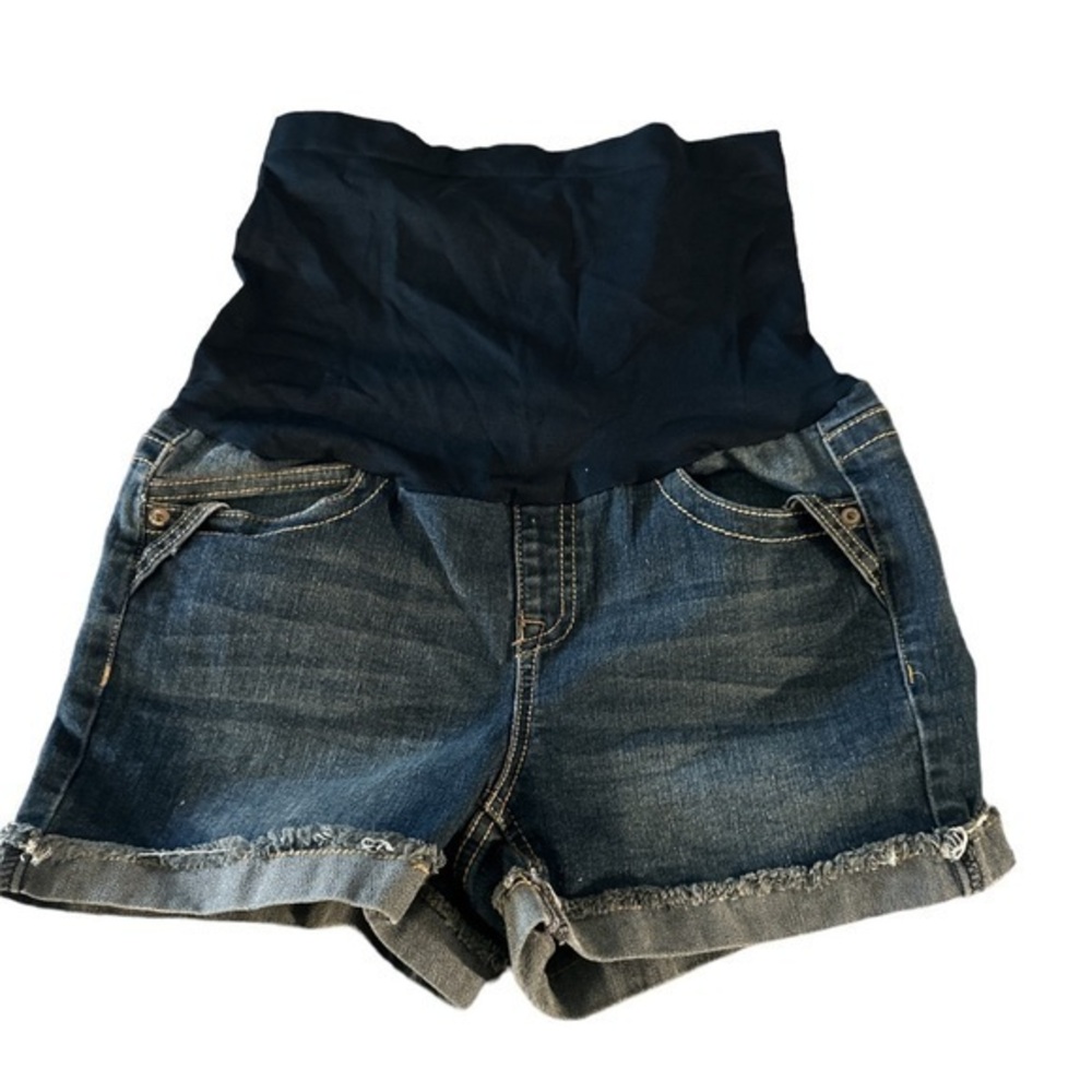 Haute Mama Maternity Denim Full Panel Shorts Size Med EUC #0344